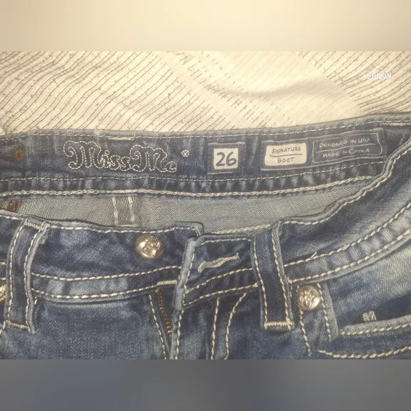 Miss Me Blue Boot Cut Jeans with Silver Accents - Picture 3 of 3